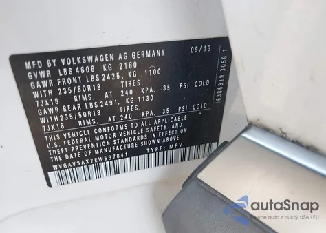 2014 Volkswagen Tiguan S/Se/Sel/R-Line from USA, damaged, VIN WVGAV3AX7EW537841